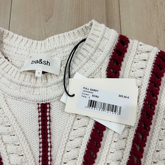 Red/White Ba&sh Pull Gardy Sweater (New w/ Tags) Size 1 - Picture 4 of 4